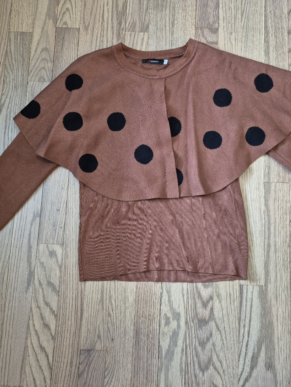 Polka Dot Rust Brown Sweater with Black Dots